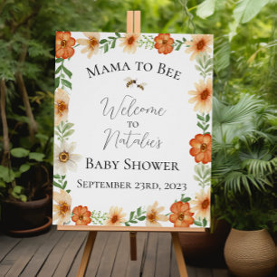 Mama to Bee Baby Shower Welcome Sign Glossy Poster