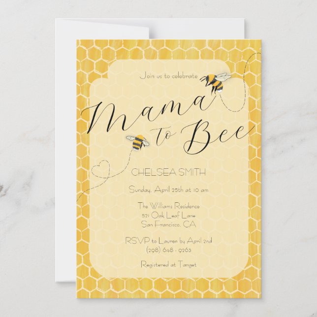 Mama to Bee Honeybee Baby Shower Magnetic Invitation (Front)