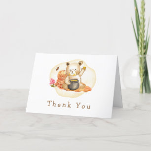 Mama To Bee Teddy Bear Honeycomb Baby Shower  Thank You Card
