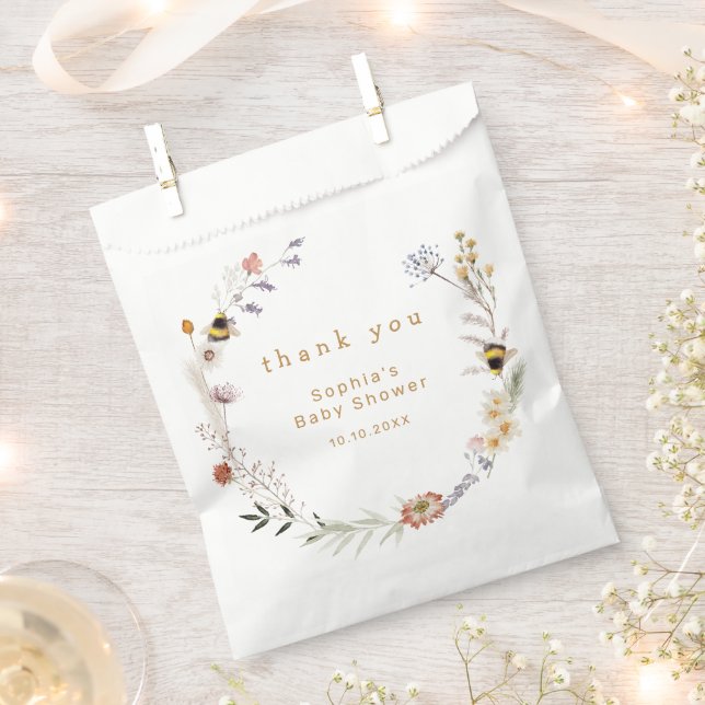 Mama to Bee Wildflower Baby Shower Favour Bag (Clipped)