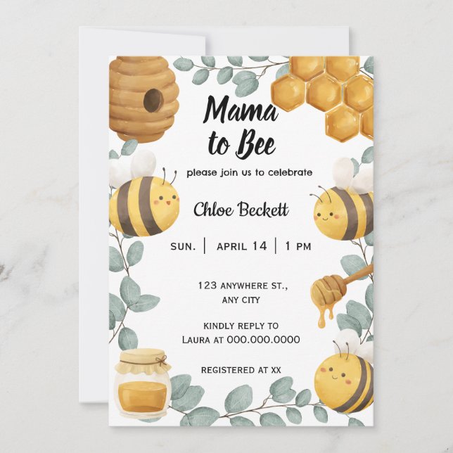 Mama to Bee Wildflower Baby Shower Invitation (Front)