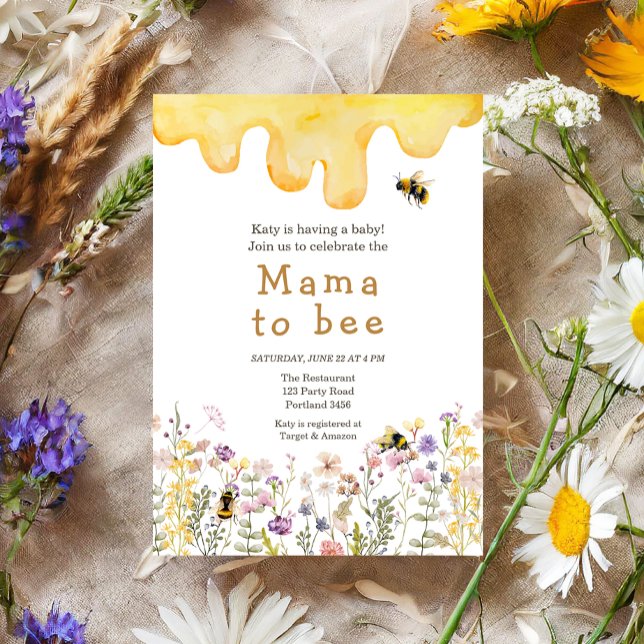 Mama to Bee Wildflower Boho Mommy Baby Shower Invitation (Creator Uploaded)