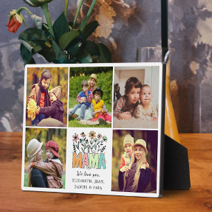 Mama we love you cute flowers Mother photo collage Plaque