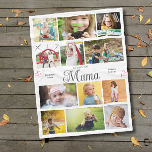 Mama We Love You Personalized Hearts Fleece Blanket