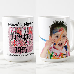 Mama Wife Blessed Life Customizable Photo Coffee Mug