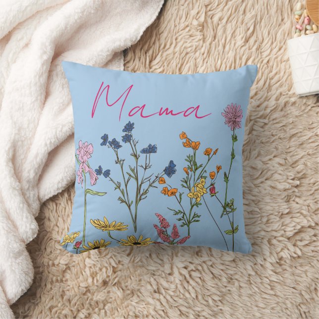 Mama wildflowers gift throw pillow (Blanket)