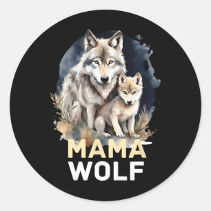 Mama Wolf And Baby Mama Mommy Mom Mothers Day Classic Round Sticker