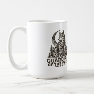 Mama Wolf and Pups Forest Moon Nature Graphic Coffee Mug