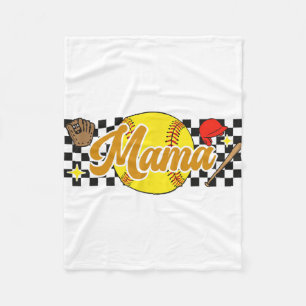 Mama Women Mothers Day Softball Lover Softball Mom Fleece Blanket