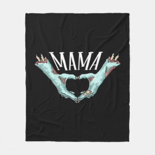 Mama Zombie Hand Heart Halloween Costume Family Ma Fleece Blanket