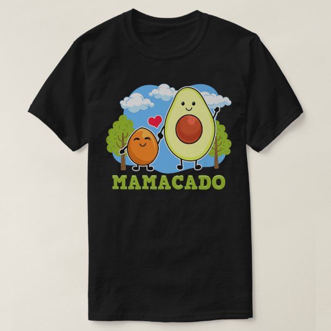 Mamacado Mama Avocado With Seed Funny Vegan Mom Mo T-Shirt (Design Front)