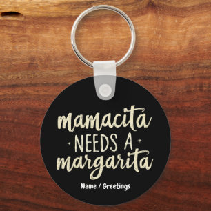 Mamacita Needs a Margarita Funny Holiday Workout Keychain