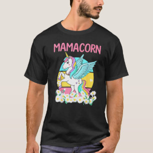 Mamacorn Cute Vintage Unicorn Daisy Flowers Mom Mo T-Shirt