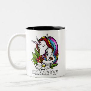 Mamacorn Mom Magical Unicorn Mother Womens Two-Tone Coffee Mug
