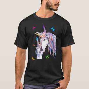 Mamacorn Unicorn Costume Mom Butterflies T-Shirt