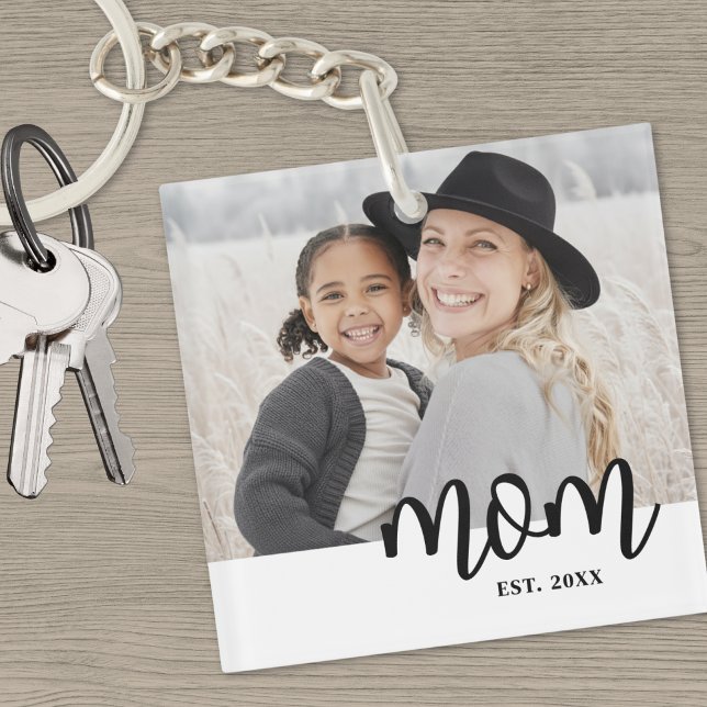 Maman a établi le cadeau photo (Mom Established Photo Gift Keychain)