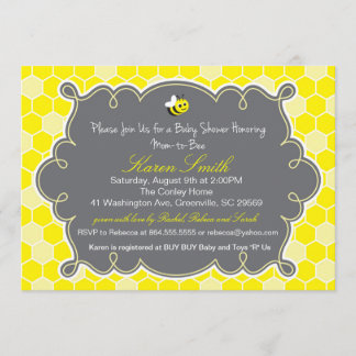 Maman à l'abeille, invitation de baby shower de