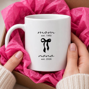 Maman à Nana Mug Rose Ruban Rayures