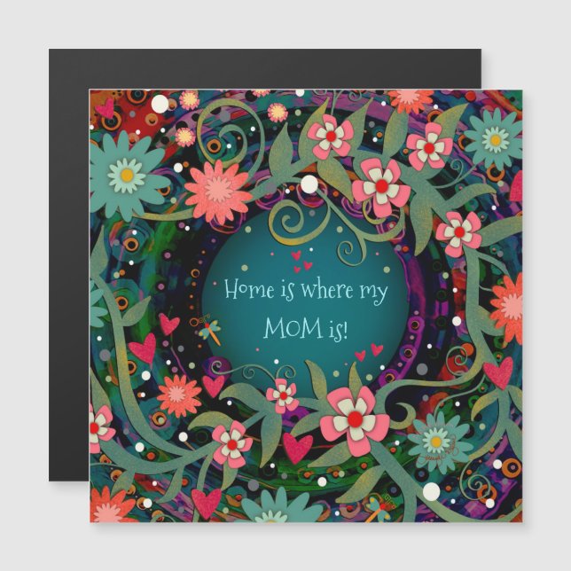 Maman Accueil Citation Jolie Floral Heart m Carte  (Devant / Derrière)