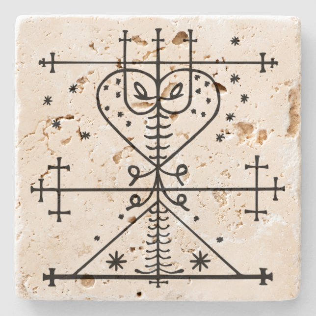 Maman Brigitte Vodou Veve Altar Stone Coaster (Front)