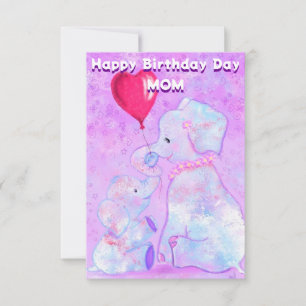 Maman Carte d'anniversaire Elephant Mère et bébé