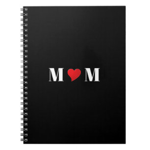 Maman coeur rouge amour carnet noir ou journal