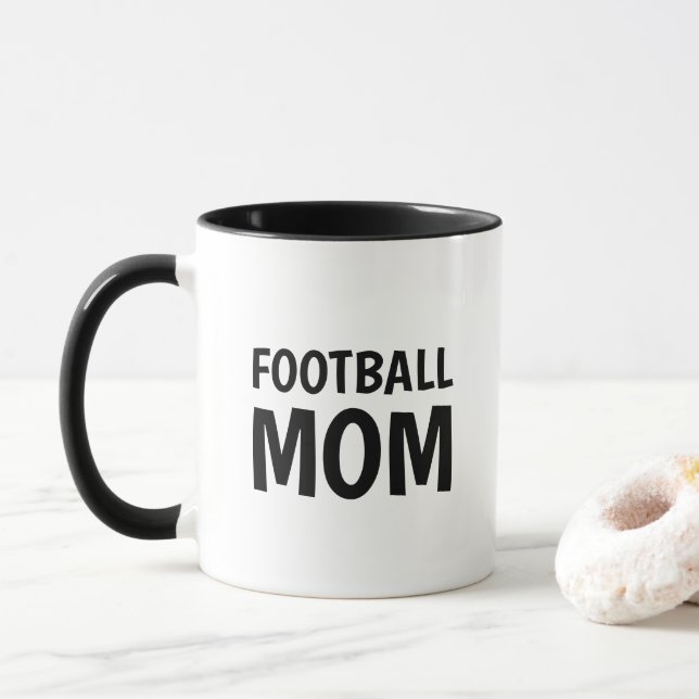 Maman de football, Mug de café noir blanc à deux t (Avec donut)