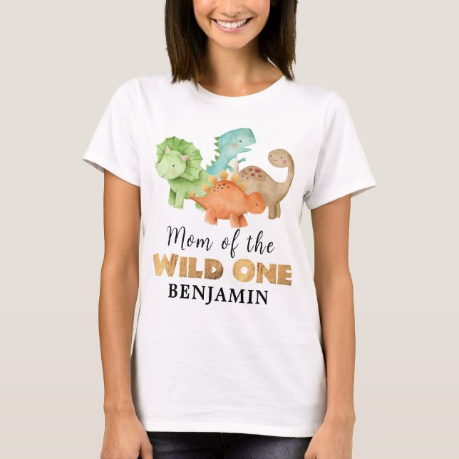 Maman de l'anniversaire garçon Dinosaur T-shirt (Devant)