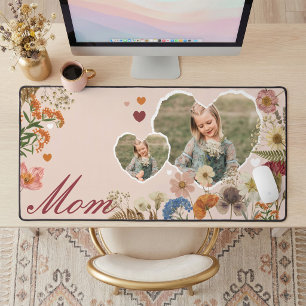 Maman élégante Collage photo de cœur de fleurs sau