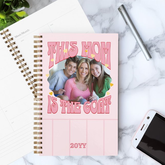 Maman est la chèvre Photo rose rouge Retro (Mom is the Goat - Greatest of All Time - photo planner gift)