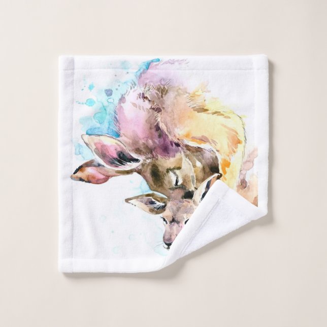 Maman et Bébé Cerf, Cadeau de famille de cerfs, Da (Gant de toilette)