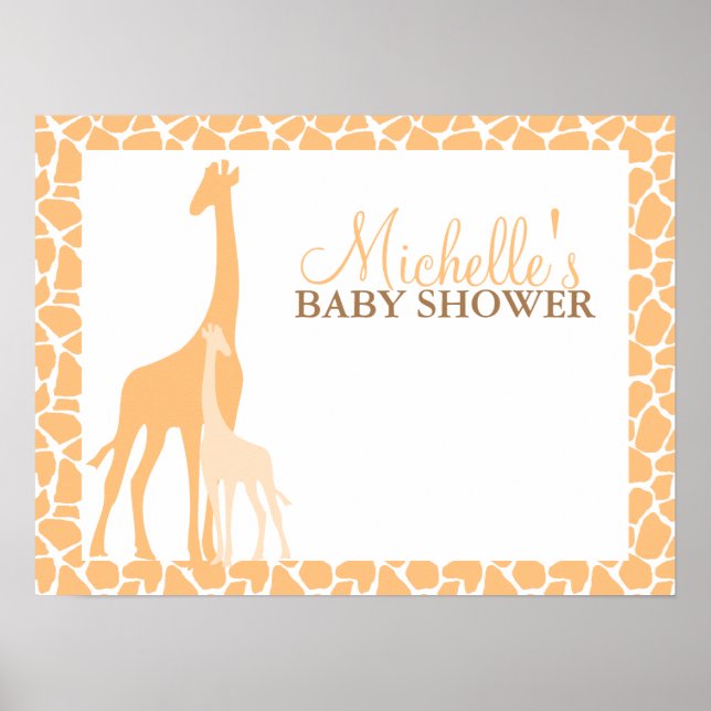 Maman et bébé Giraffe Baby shower Affiche de bienv (Devant)