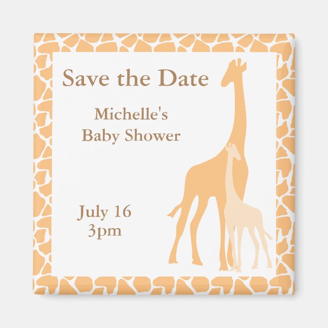 Maman et bébé Giraffe Magnet Réservez la date (Devant)