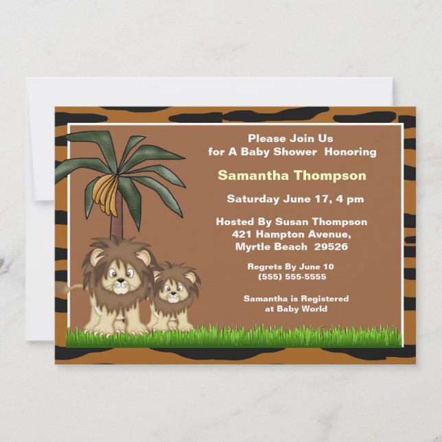 Maman et bébé Lion Baby Shower Invitations (Devant)