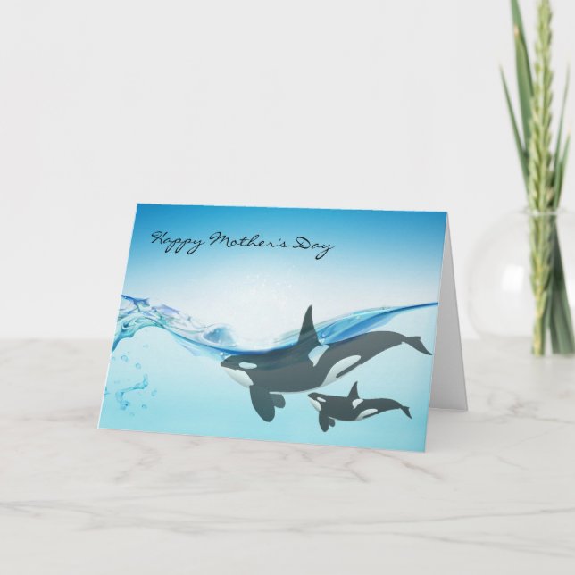 Maman et bébé Orca Baleines Carte de fête des mère (Devant)