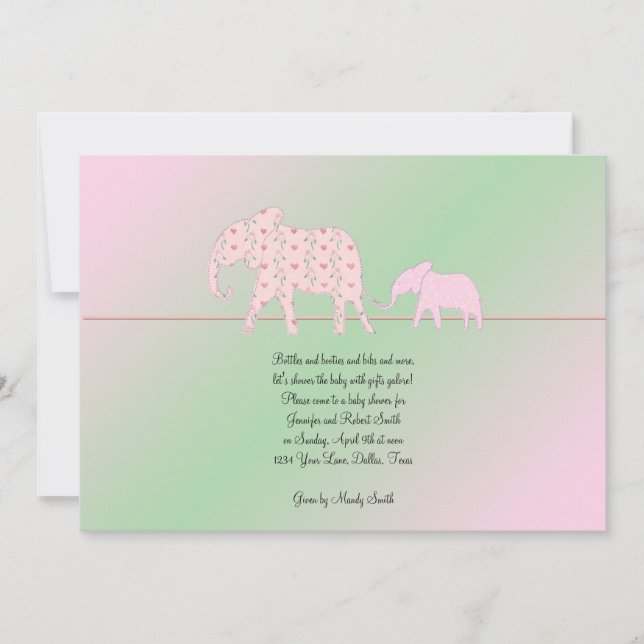 Maman et moi, bébé éléphant Invitation à la douche (Devant)