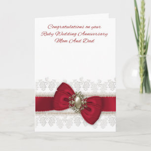 Maman Et Papa Ruby Mariage Anniversaire Carte Élég