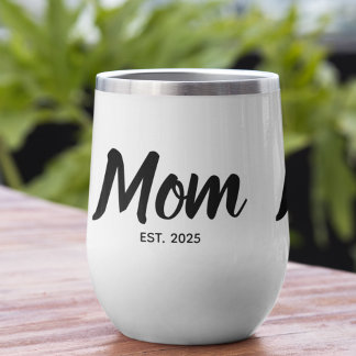 Maman établie Date Script personnalisé Noir