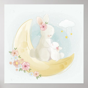 Maman lapin avec une affiche pour bébé