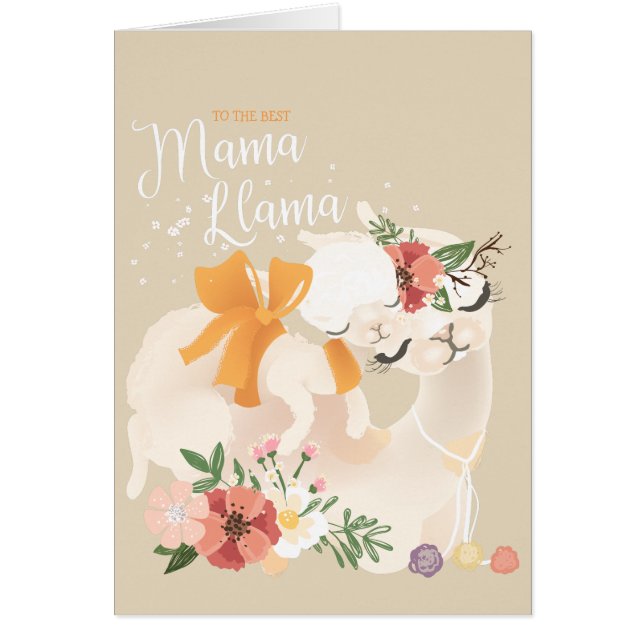 Maman Llama avec le lama de bébé et la carte de (Devant)