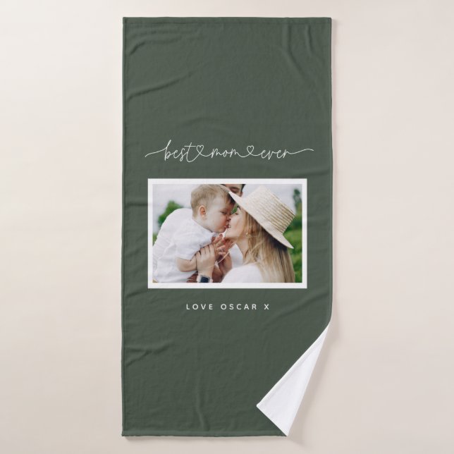 Maman mignon script moderne cadeau photo   (Serviette de bain)