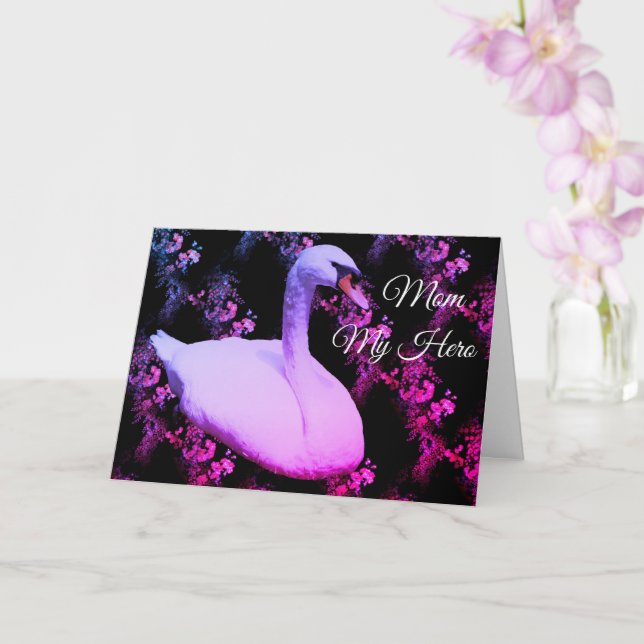 Maman Mon Héros Regal Swan Carte d'anniversaire (Orchidée)