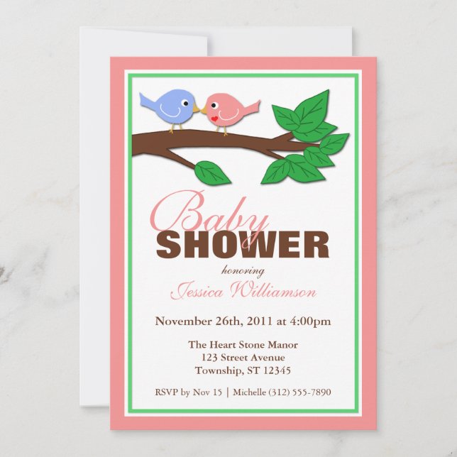 Maman & Papa Birds - Invitations de douches pour b (Devant)