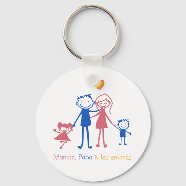 Maman, Papa & les enfants Keychain (Front)