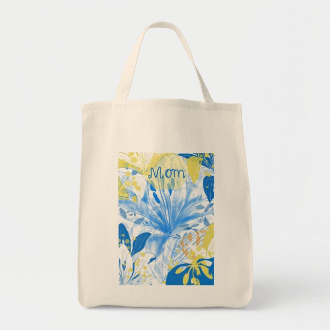 Maman Sac fourre-tout Floral bleu jaune (Devant)