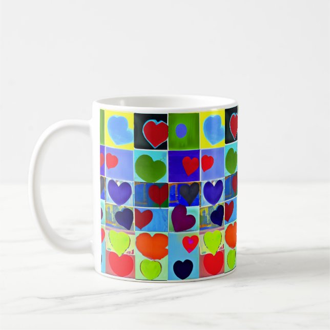 Maman tasses moderne mignon coeur pop art moderne  (Gauche)