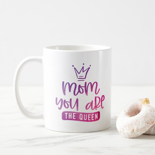 Maman Tu Es La Reine Mauve Pink Coffee Mug (Avec donut)