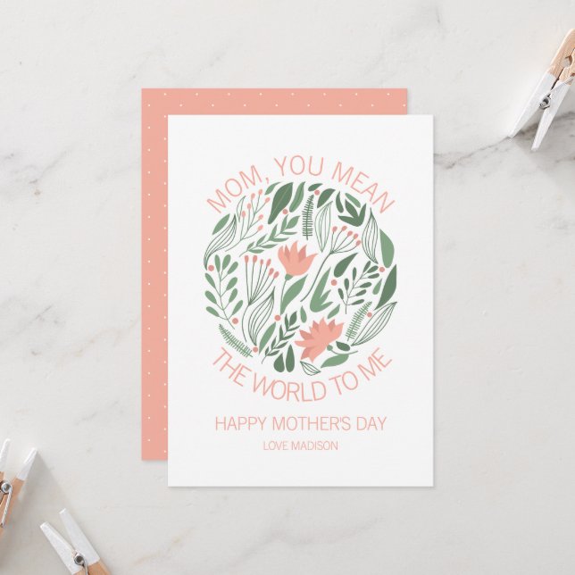Maman, tu veux dire le monde pour moi carte de fêt (Devant/Arrière en situation)