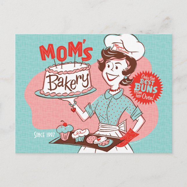 Maman's Bakery Retro Carte postale Fête des Mères (Devant)