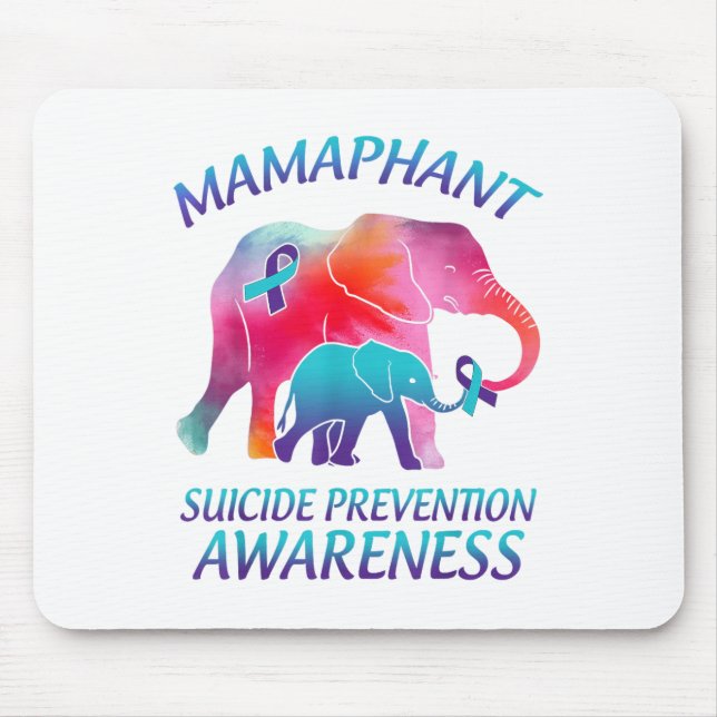 Mamaphant Suicide Prevention Awareness Mama Elepha Mouse Pad (Front)